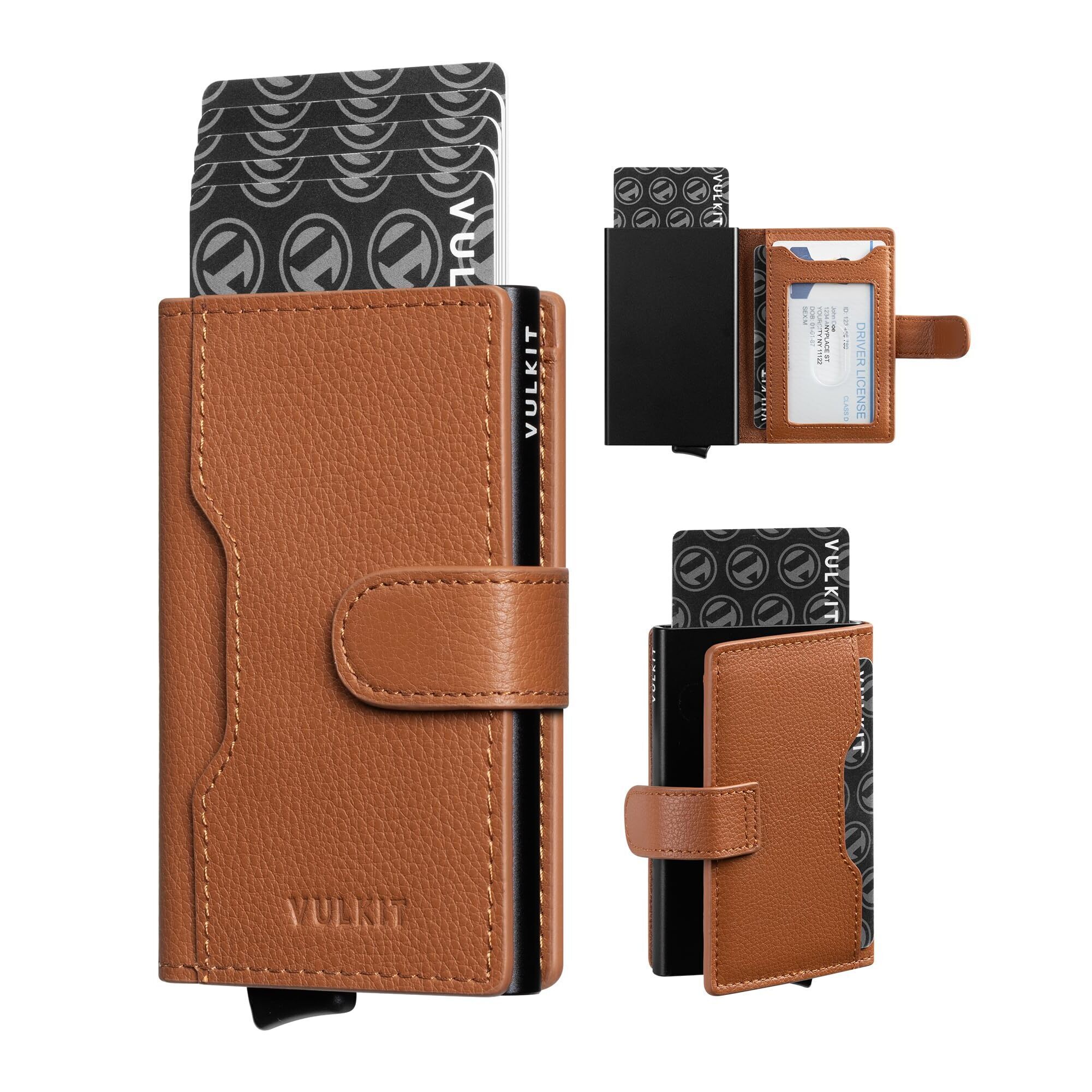 1115 Slim Bifold Pop Up Wallet Minimalist Leather Card Holder Rfid Blocking
